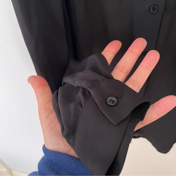 H&M Black Silky Long Sleeve Semi‎ Sheer Dress Shirt - Picture 4 of 7